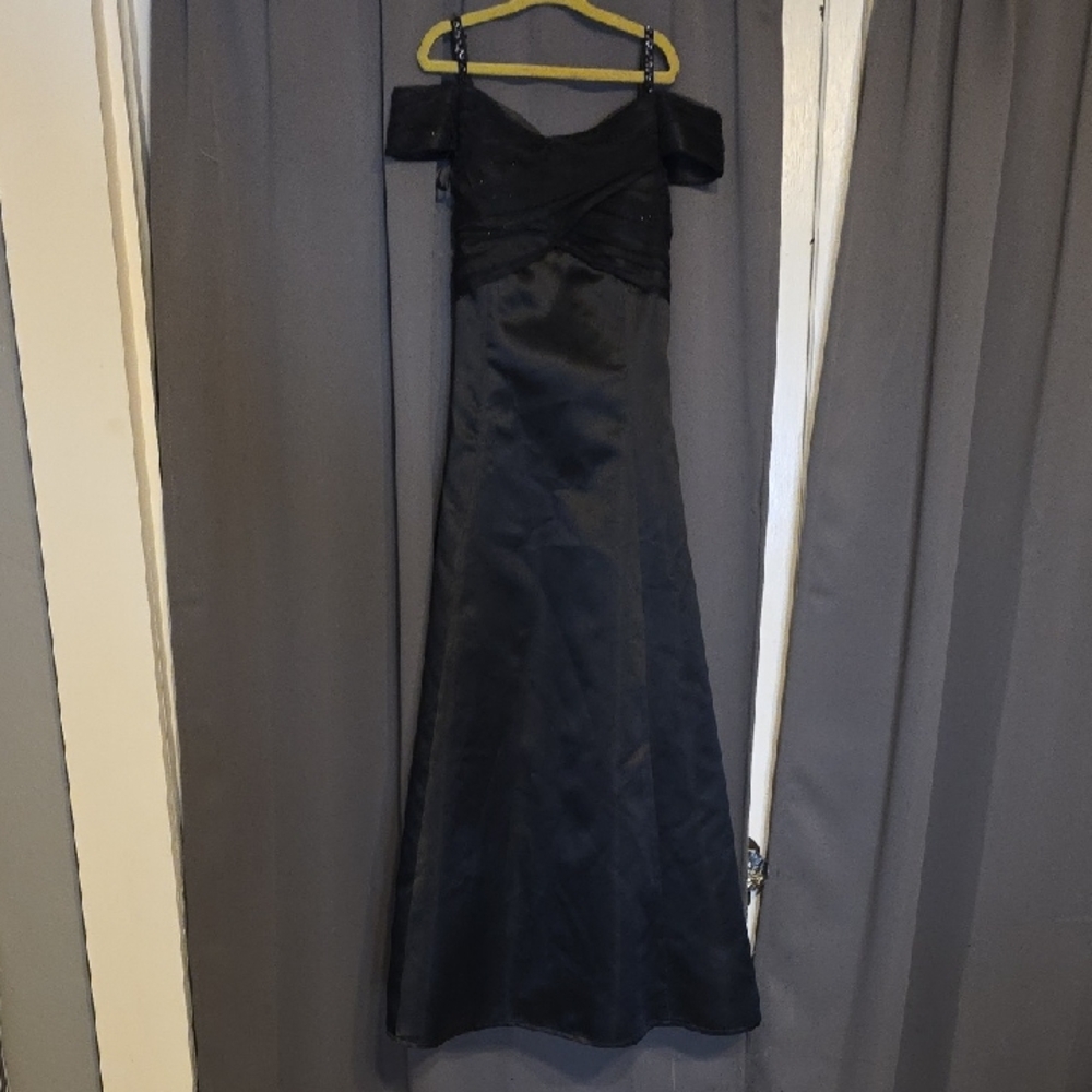 Biscotti Girl's Elegant Black Off-Shoulder Evening Dress‎ Formal Sz 16 EUC
